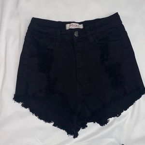 Black high rise shorts